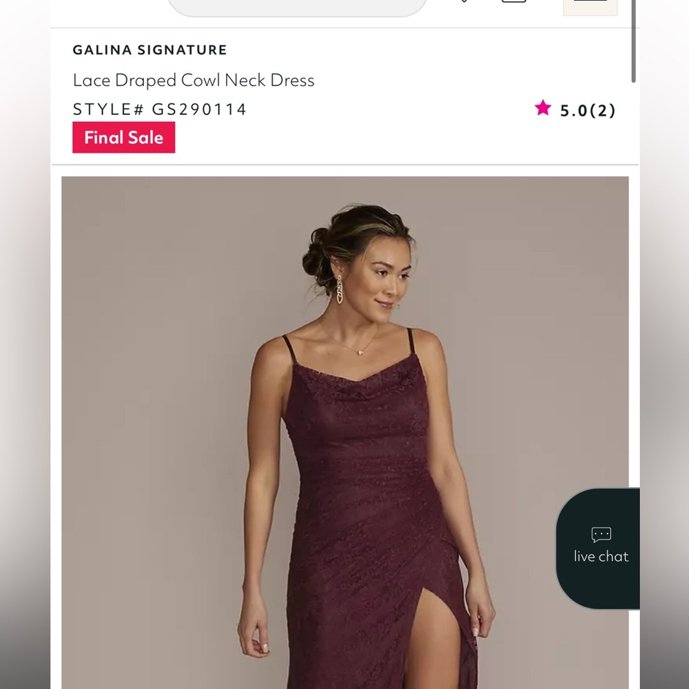 NEW Galina Signature Plum Lace Backless Dress